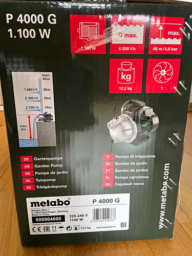 Metabo 4000 gartenpumpe - 4000, g